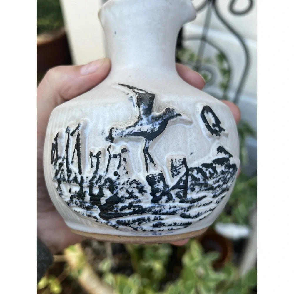 Vintage 1971 Pacific Stoneware‎ Seagull Nautical Pottery Vase Pitcher 5